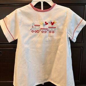 Charming White Train Embroidered Kids Tee